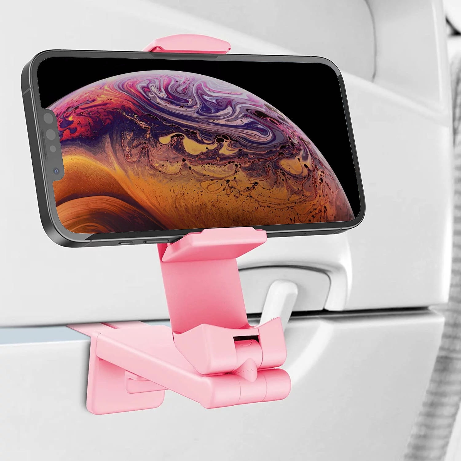 Universal Airplane in Flight Phone Mount. Handsfree Phone Holder for Desk with MultiDirectional