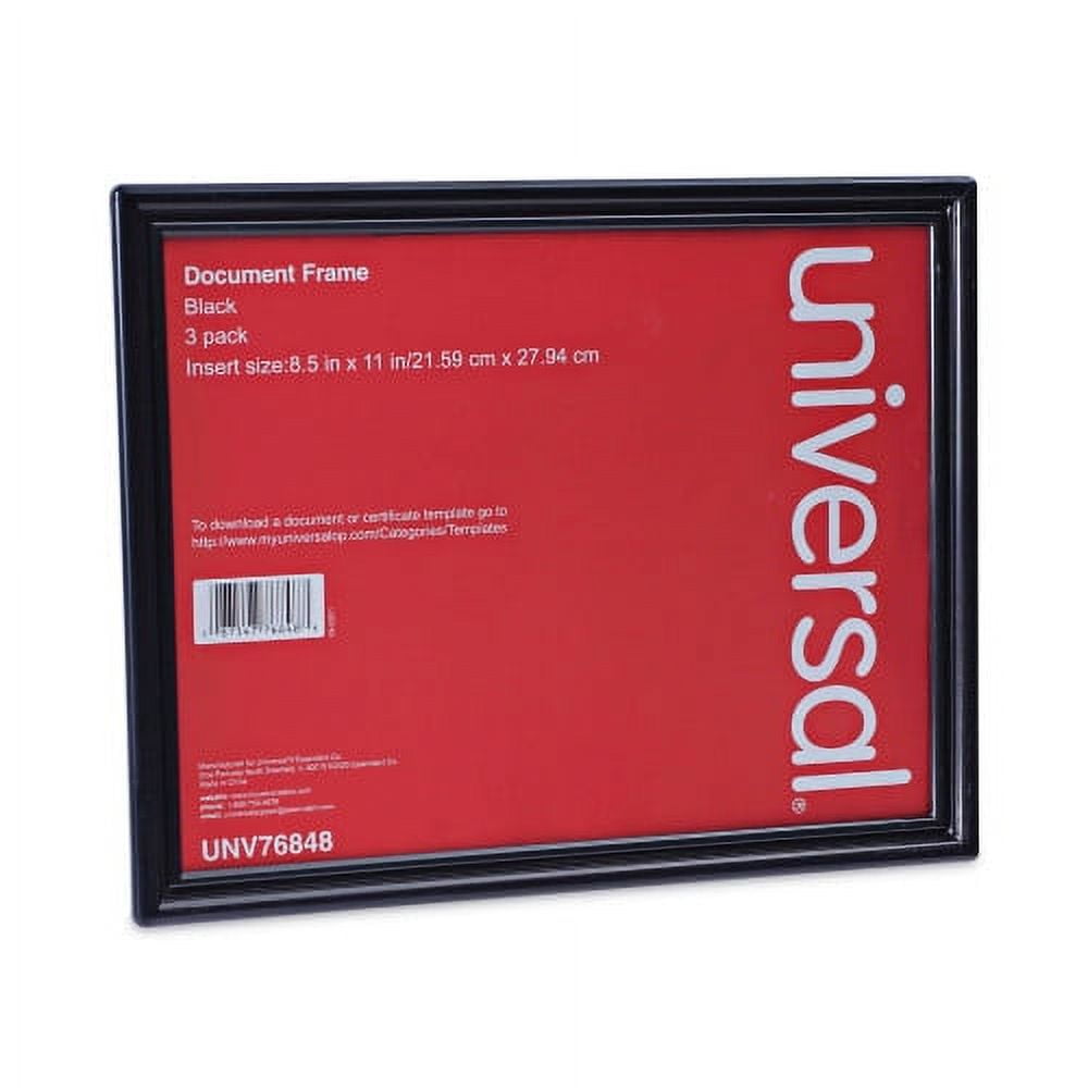 Universal All Purpose Document Frame, 8.5 x 11 Insert, Black, 3/Pack