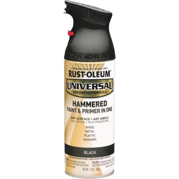Rust-Oleum All-Surface Spray Paint Hammered Finish - Universal - 11 oz - 15 oz, Black  Heavy-Duty Construction, Professional Use