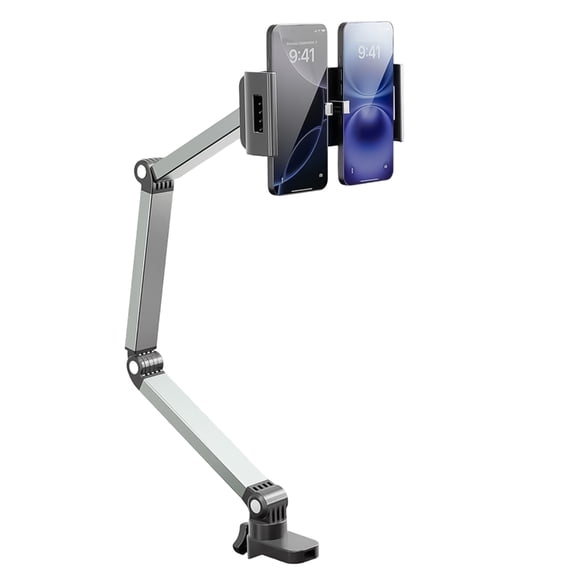 Clamp Style Desktop Tablets Phone Mount Featuring 360 Rotations Ball Head and Foldable Design for Stable Support