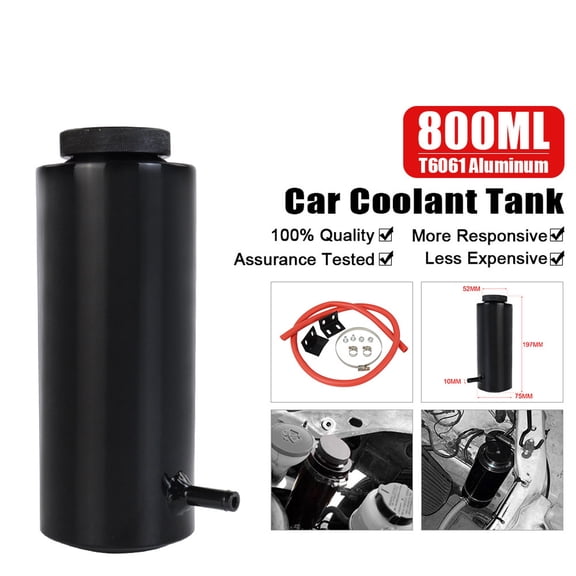 Universal Aluminum Coolant Overflow Tank, 800ml Radiator Reservoir Expansion Bottle, Engine Coolant Catch Can with Vent