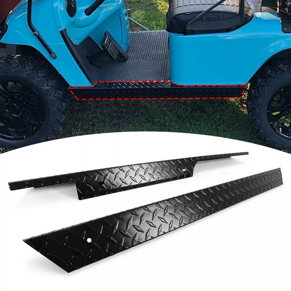 Universal Aluminum Diamond Plate Rocker Panel Covers - Fits 1994-2013 EZGO TXT Golf Cart Models, Side Protection Trim