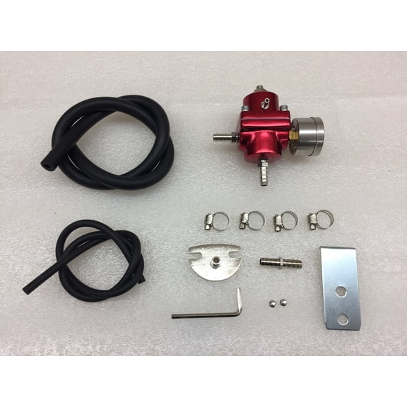 Universal Aluminum Fuel Pressure Regulator FPR 0-140 PSI Gauge/Hose Red Turbo