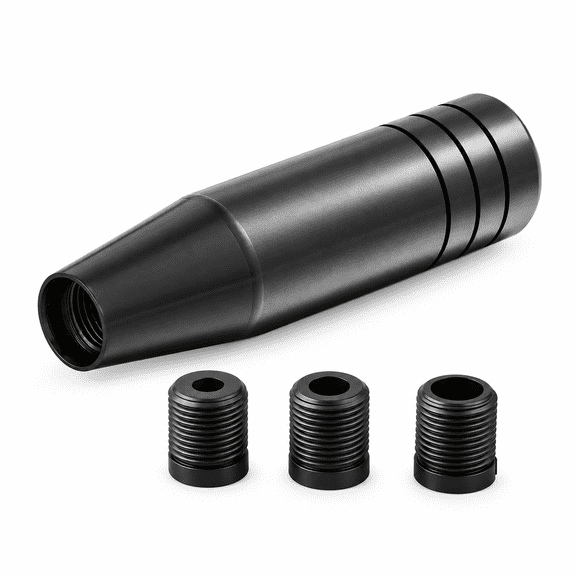 Universal Aluminum Manual Car Gear Shift Knob 5.12 inches / 13 cm Long Stick Shifting Lever Head Replacement with 3 Threaded Adapters M8 M10 M12 for Auto Cabin Upgrade
