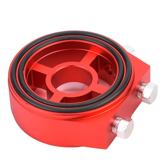 Universal Aluminum Oil Filter Cooler Sandwich Plate Adapter Kit Red Finish High Temperature Proof Oil Pressure and Temp Gauge Sensor Adapter Block Fitment for Passenger Cars Trucks