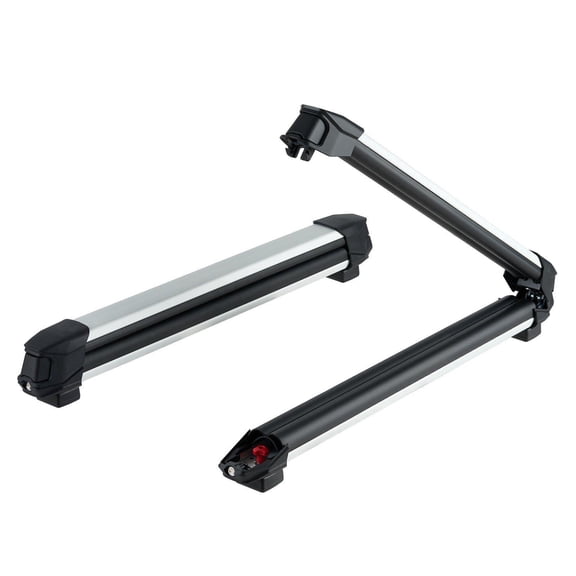 Ski & Snowboard Roof Rack, Carry up to 6 Pairs of Skis or 4 Snowboards, 2 PCS Aluminum Universal Car Roof Rack with Lock & Rubber Padding, Carrier for Fishing Rod, Fit Most Slotted Crossbars