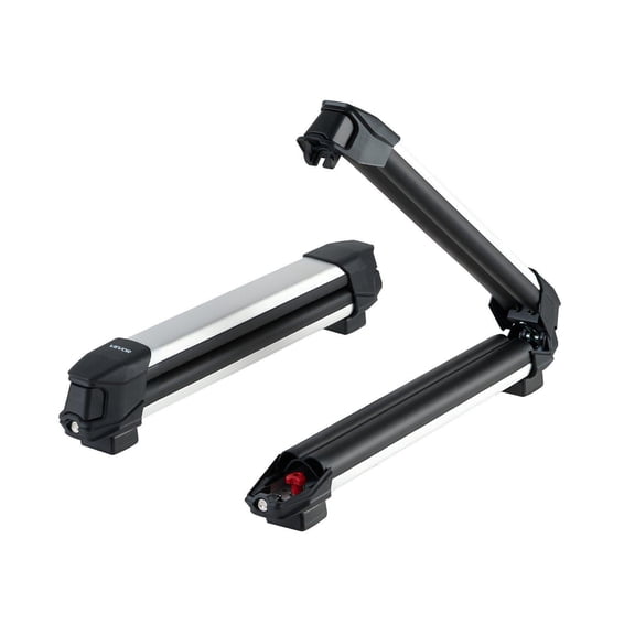 Universal Aluminum Ski Snowboard Roof Rack 2 PCS Carrier Holds 4 Skis or 2 Snowboards with Lock Rubber Padding Fits Most Slotted Crossbars Fishing Rod Compatible