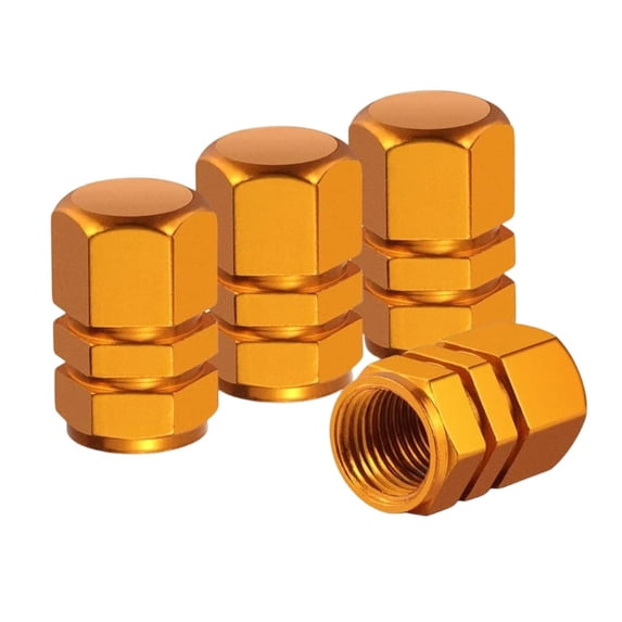 Universal Aluminum Valve Stem Caps Tire Valve Covers Metal Screw Caps for Car Truck and Motorcycle Pack of 4 Gold