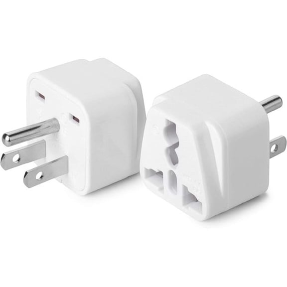 Universal to American Outlet Plug Adapter, 2 Pack, Canada Universal Travel Plug Adapter, 2 pc, UK to US Adapter, US Plug Adapter, US Travel Adapter, Plug Converter, Universal Travel Adapter