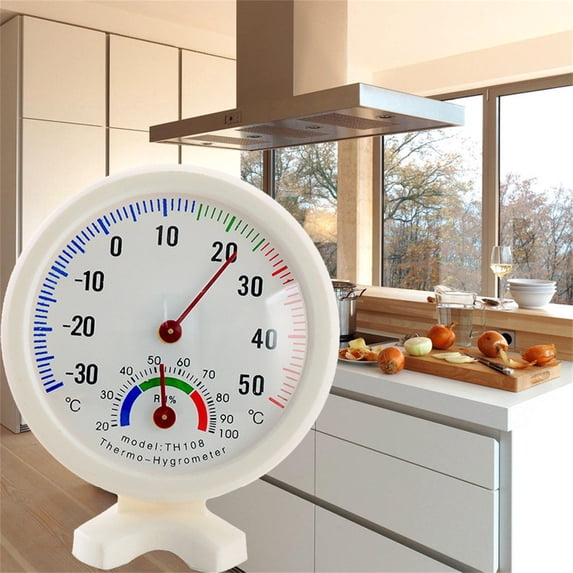 Universal Analog Indoor Thermometer and Hygrometer, 2-in-1 Temperature and Humidity Monitor Gauge for Home, Kitchen, and Office, 3-Inch Wall Mount or Tabletop Stand