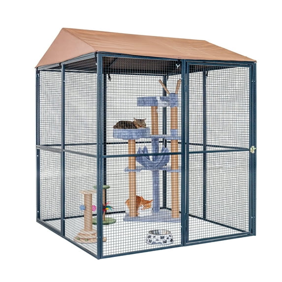 Universal Animal Cage for Cats, Birds, Chickens, Dogs with Hard Mesh Roof and Fabric Cover