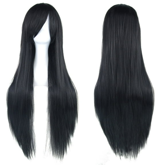 Universal Anime Long Straight Hair High Temp Fiber Adjustable Wig Heat Headpiece 80cm for Events and Themed Parties