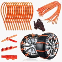Universal Anti-Skid Snow Tire Chains, Emergency Traction Cables for Cars SUVs Trucks, Reusable Winter Safety Chains for Snow Ice Mud, 145-295mm Tires (20)