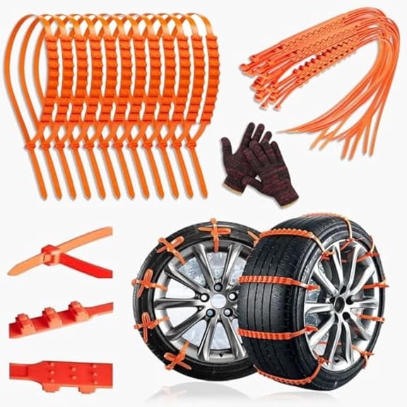 Universal Anti-Skid Snow Tire Chains, Emergency Traction Cables for Cars SUVs Trucks, Reusable Winter Safety Chains for Snow Ice Mud, 145-295mm Tires (20)