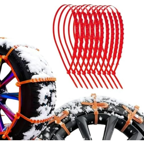 Universal Anti-Skid Snow Tire Chains, Upgrade Reusable Anti Snow Chains, Emergency Traction Cables for Cars Trucks, Reusable Winter Safety Chains for Snow Ice Mud