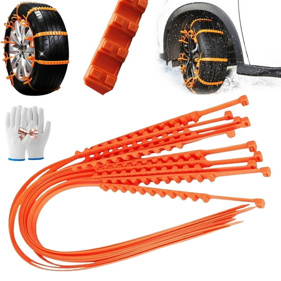 Universal Anti-Skid Tire Chains, Emergency Traction Cables for Cars Suvs Trucks, Reusable Winter Snow Tire Zip Ties, Multi-function Adjustable Nylon Car Wheels Tires for Snow Ice Mud Land(10PC)