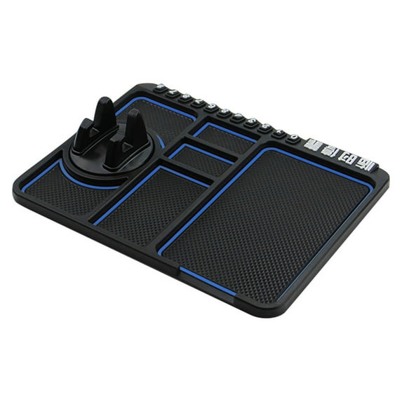 Universal Anti-Slip Car Dashboard Mat with Phone Holder – Multi-Functional Organizer Pad for Phones, Sunglasses, Keys, and Daily Essentials - Blue