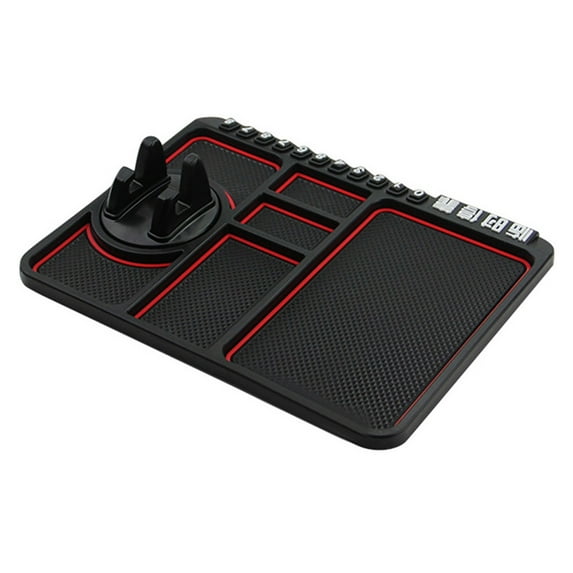 Universal Anti-Slip Car Dashboard Mat with Phone Holder – Multi-Functional Organizer Pad for Phones, Sunglasses, Keys, and Daily Essentials - Red