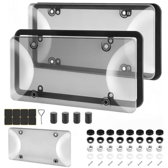 Gachor Universal License Plate Shield and Frame Kit Clear Anti-Yellowing 2 Pack