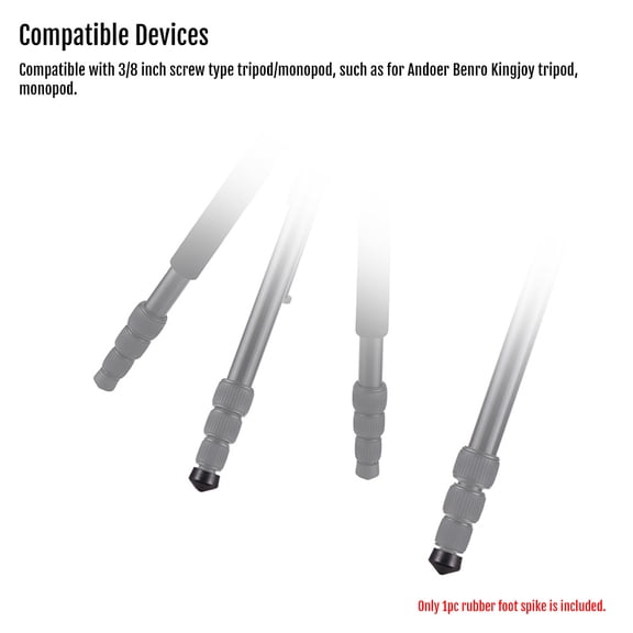 Universal Anti-slip 3/8 Inch Tripod Monopod Rubber Foot Spike for Andoer Benro Gitzo Manfrotto Tripod Monopod
