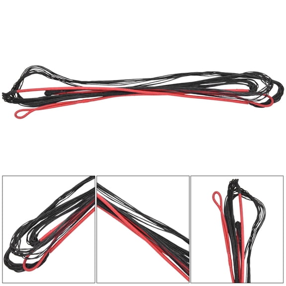 Universal Archery Bowstring 12 Strands Replacement Nylon Bow String for Recurve Bows and Longbows, Black and Red, 58 Inches / 147.3 cm
