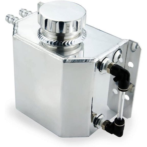 Universal Auto Engine Coolant Reservoir Coolant Overflow Tank Bottle Container Coolant Recovery Kits Water Tank with Drain Plug 1L Aluminum