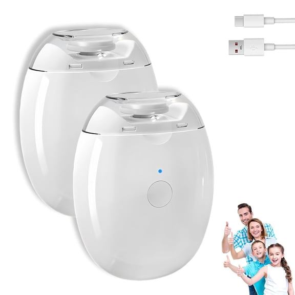 Universal Automatic Fingernail Grinder, Portable 3 in 1 Electric Nail Clippers with LED Light & 3 Speeds, 360 Silent Auto Fingernail Cutter and Polishing Trimmer, Safe Nail Care(2PCS)