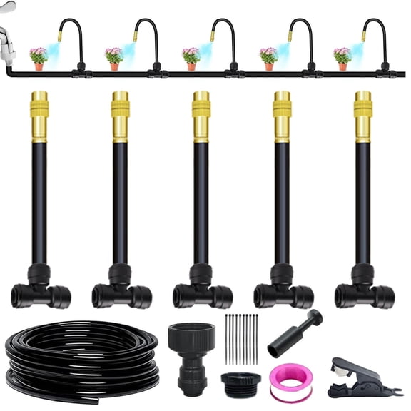 Universal Automatic Irrigation Sprinkler Set, 360° Adjustable Garden Irrigation System Kit, Quick Installation Drip Watering System with Adjustable Nozzles for Greenhouse, Lawn, Patio, Outdoor Plants