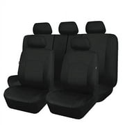 Flying Banner Universal Automotive Fabric Full Set Car Seat Covers Polyester Split All Black