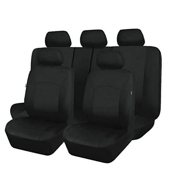 Flying Banner Universal Automotive Fabric Full Set Car Seat Covers Polyester Split All Black