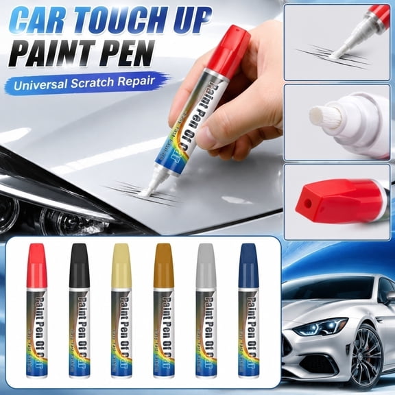 Universal Automotive Up Paint Pen, 0.4 fl oz Applicator For Car Scratch Repair, Vehicle Finish Restorer For Minor Scuffs, Chips, And Abrasions On Most Surfaces, 1Pack Red
