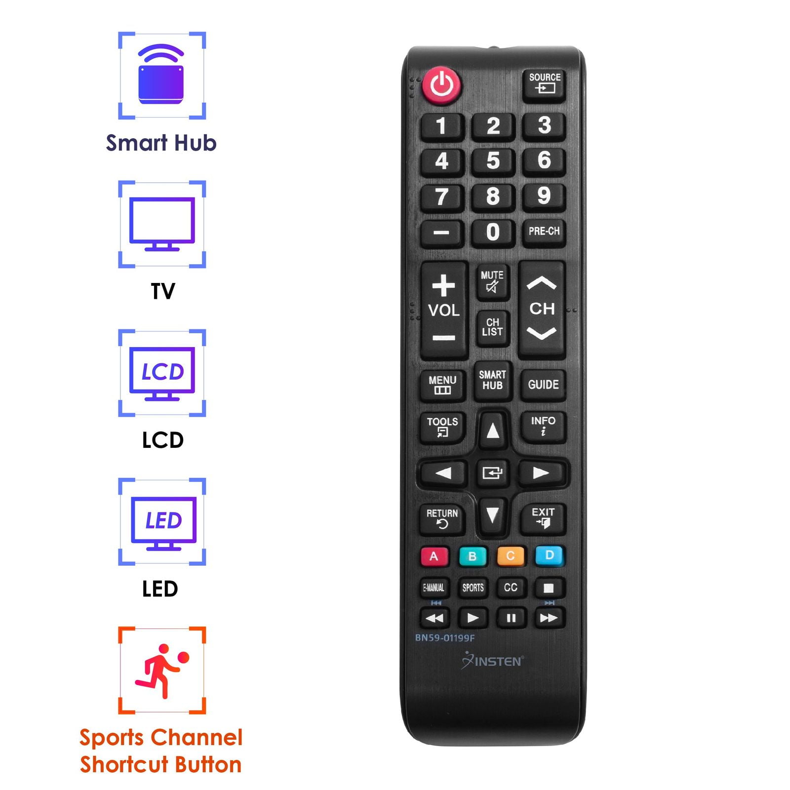 Replaced Remote Control Compatible for Samsung UN40J5200AFXZA  UN48J6200AFXZA UN50J6200AFXZA UN55J620DAFXZA UN65J620DAFXZA LED HDTV TV