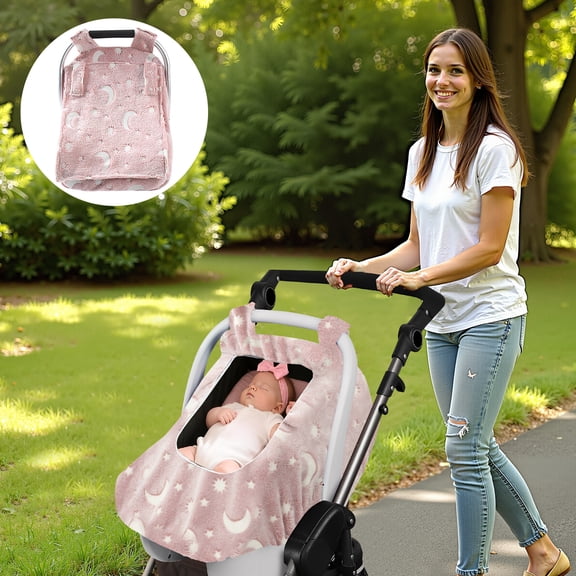 Universal Baby Car Seat Cover Soft Flannel Car Seat Canopy Cover with Breathable Mesh Window for Newborn Infant Girl Boy
