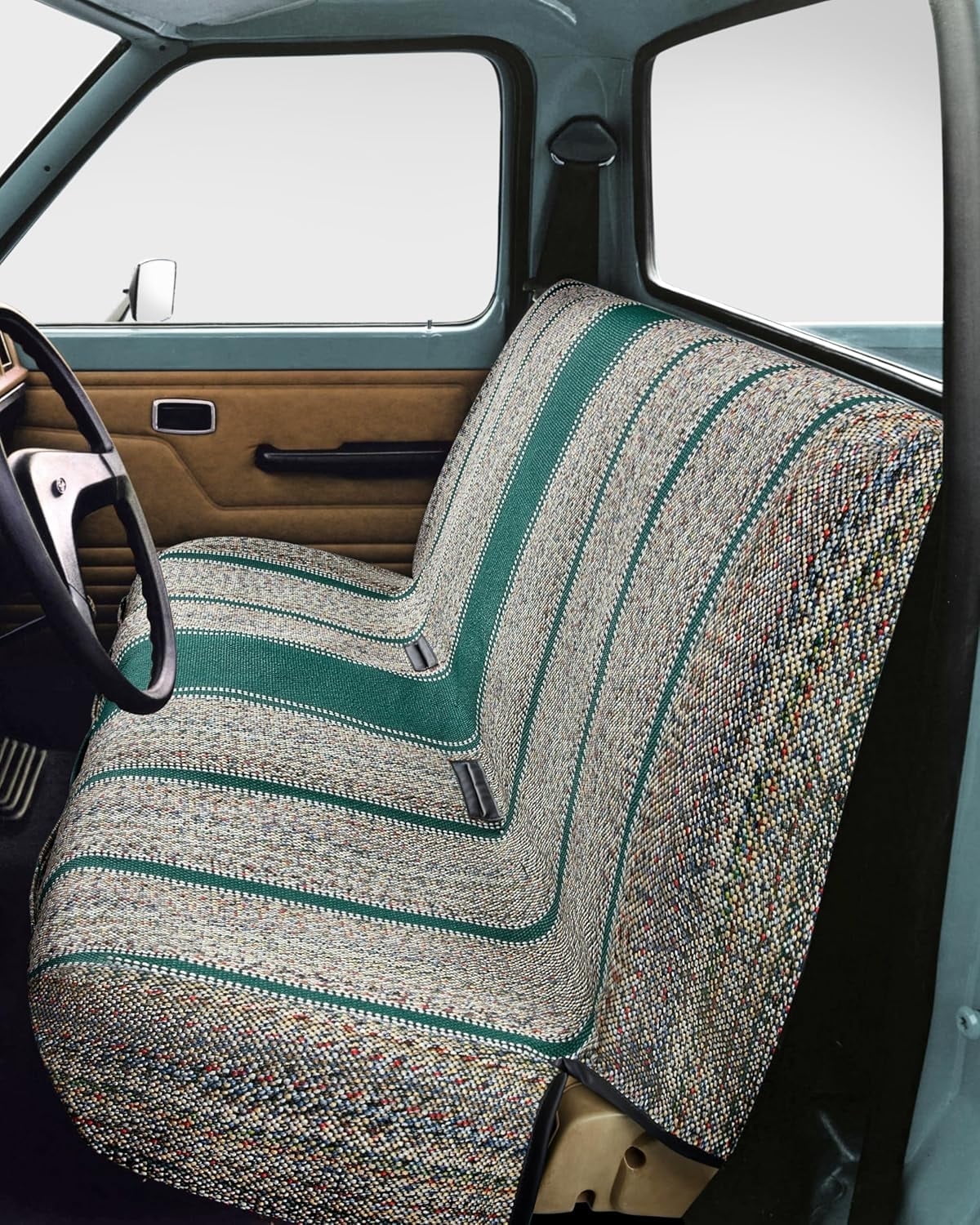 Universal Baja Saddle Blanket Bench Full Size Seat Cover Fits Ford, Chevrolet, Dodge, and Full Size Pickup Trucks (Green))