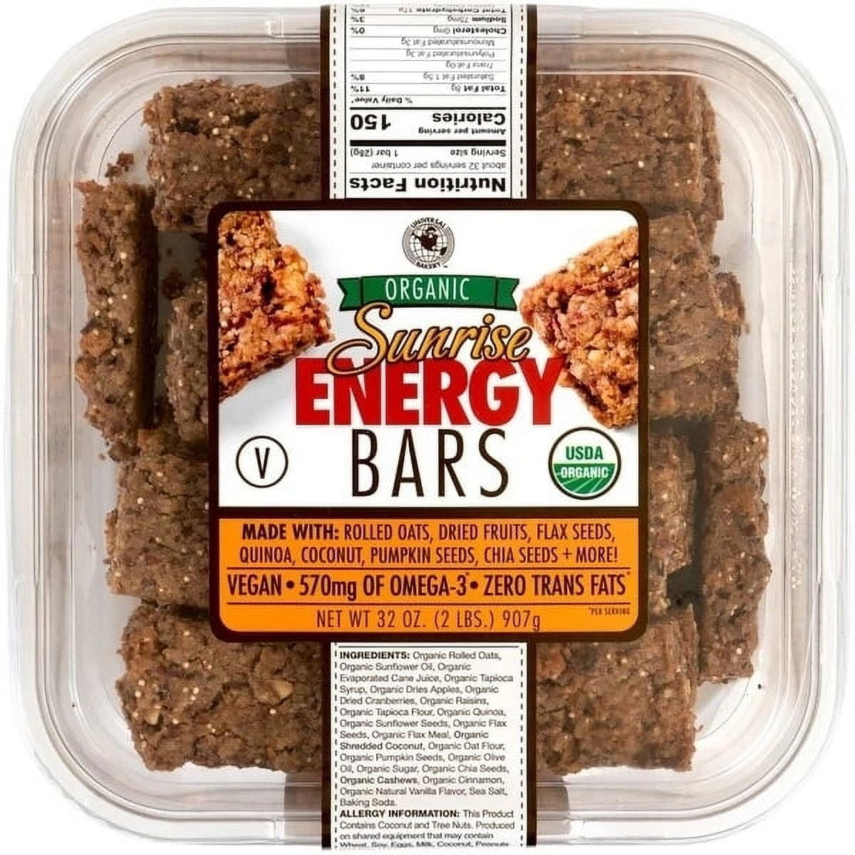 Universal Bakery Organic Sunrise Energy Bars, 32 Ounce