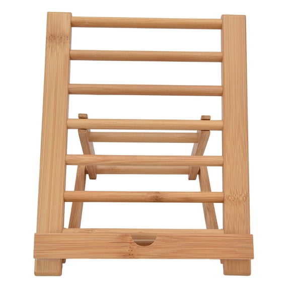 Universal Bamboo Tablet Computer Stand Desk Holder Foldable Adjustable Book Dock Compatible with 4 to 13 Inch Smart Devices, 8.7 x 6.7 in / 22 x 17 cm