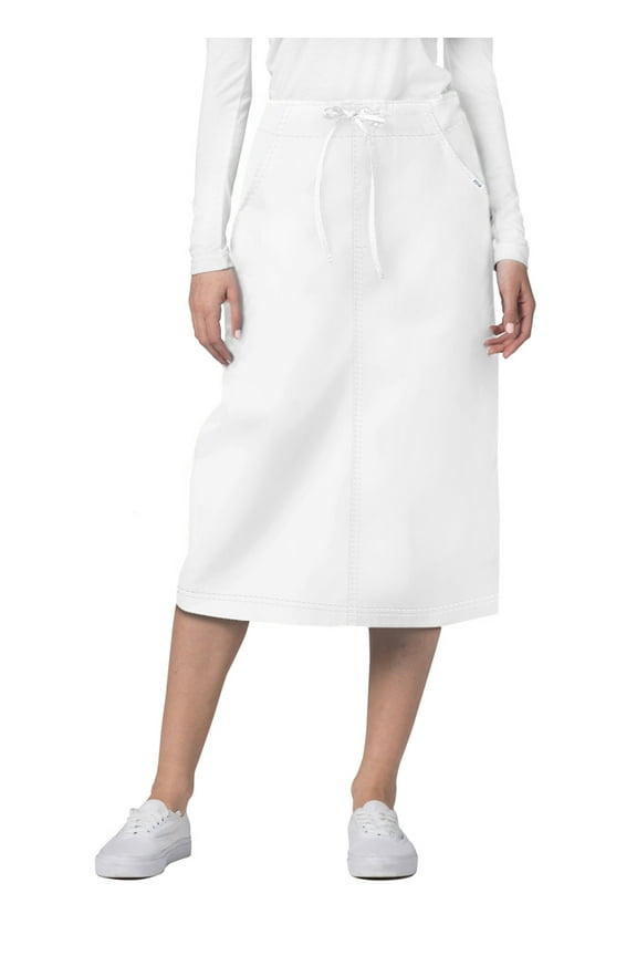 Universal Scrub Skirts For Women - Mid-Calf Drawstring Scrub Skirt - 707 - White - 8
