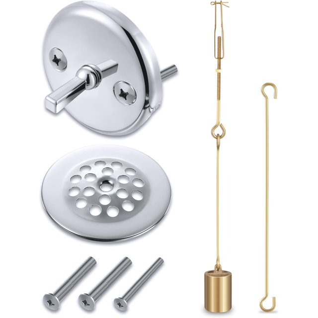 Universal Bath Tub Drain Linkage Assembly with Trip Lever and Strainer