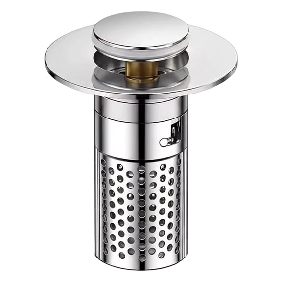 Universal Bathroom Sink Drain Strainer, Stainless Steel Pop-Up Sink Stopper, Anti-Clog Hair Catcher, Removable Drain Filter Basket, Anti-Odor Sink Drain Accessory for Bathroom Sink Maintenance