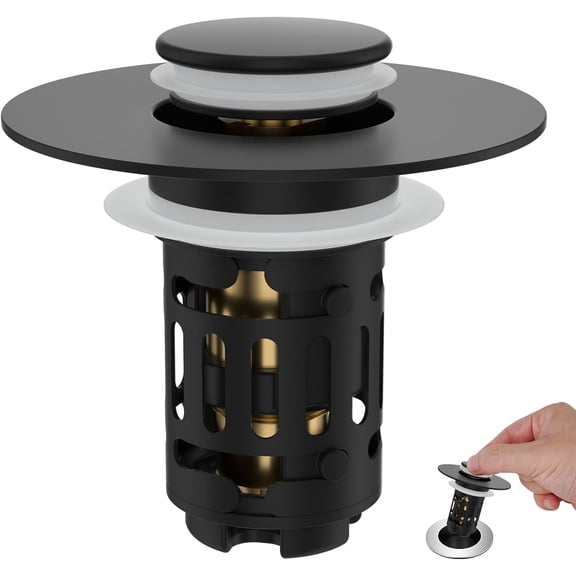 Universal Bathroom Sink Drain Strainer, Upgraded 3 in 1 Pop Up Stopper with Removable Stainless Steel Filter Basket, Brass Bullet Core, Hair Catcher Sink Plug for 1.1''~2.36'' Hole, Chrome
