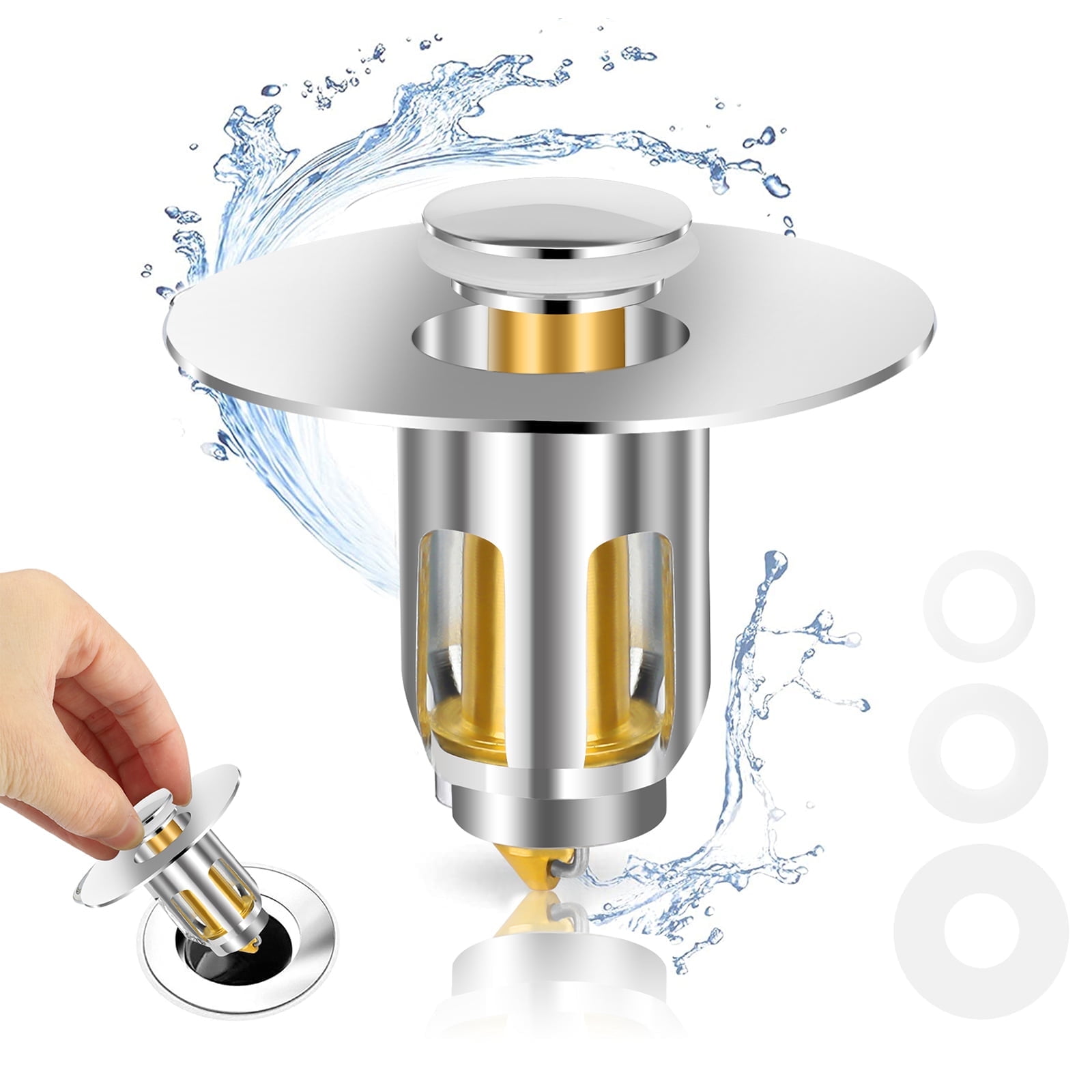 Universal Bathroom Sink Stopper - for 1.02-1.96" Bullet Core Push Type ...