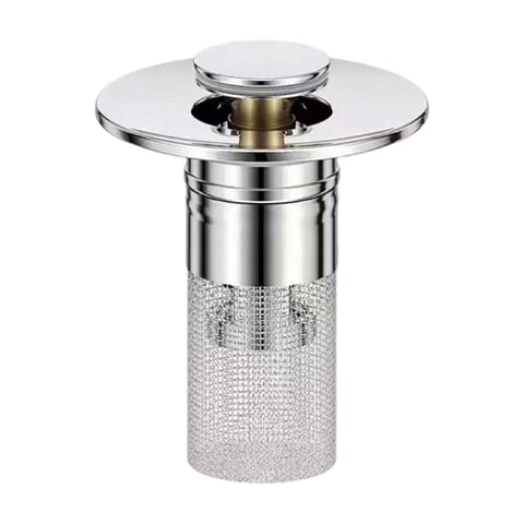 Universal Bathroom Sink Stopper & Hair Catcher, Stainless Steel Drain Filter Strainer, Anti-Clog Pop Up Drain Stopper for US Standard Bathroom Sinks