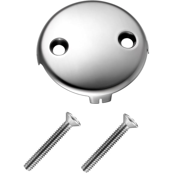 Universal Bathtub Drain Two Hole Overflow Faceplate with Two Matching Screws, Stainless Steel Polished Surface 2 Hole Tub Bathtub Overflow Drain Cover Plate