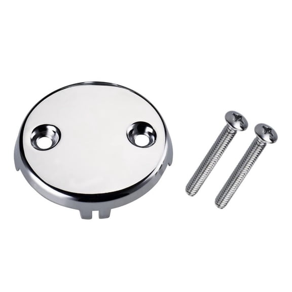 Universal Bathtub Overflow Drain Face Plate 2 Hole Tub Overflow Drain Plate Matching Screws(Chrome)