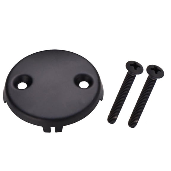 Universal Bathtub Overflow Drain Face Plate 2 Hole Tub Overflow Drain Plate Matching Screws(sub-black)