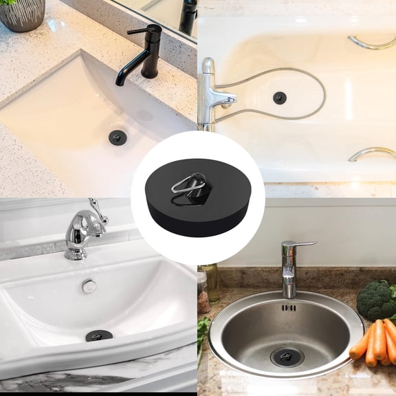 Universal Bathtub Stopper & Drain Plug Reusable for Tub Basin, Multi-Purpose Sealing Cap, 4.64.82.2 cm, Black
