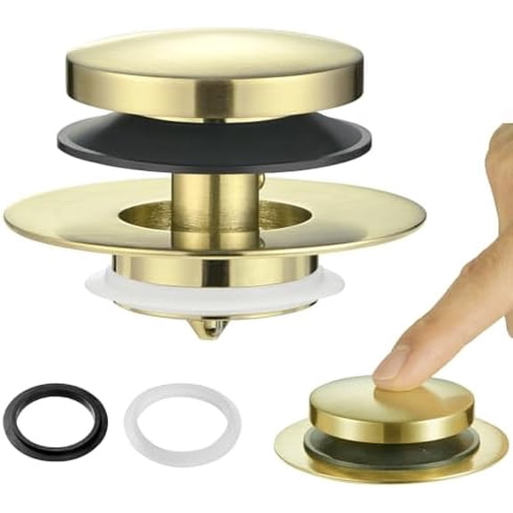 Universal Bathtub Stopper, Pop Up Bath Tub Drain Stoppers, EZ Install Bathtub Drain Replacement Trim Kit, Replaces Lift and Turn, Tip-Toe and Trip Lever Drains for Tub(Brushed Gold)
