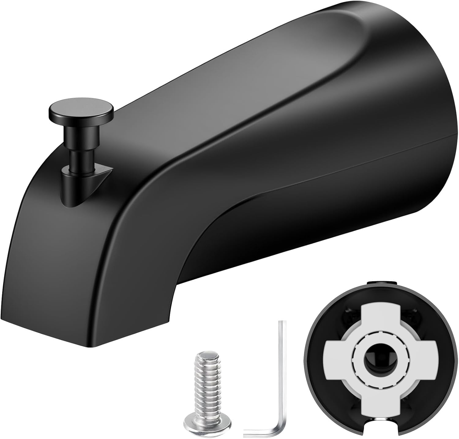 Universal Bathtub Tub Spout with Diverter, Fits 1/2" Slip-Fit Copper Pipe Connection, Pull Down Bathtub Faucet Spout Replacement, Easy Installation (Matte Black)
