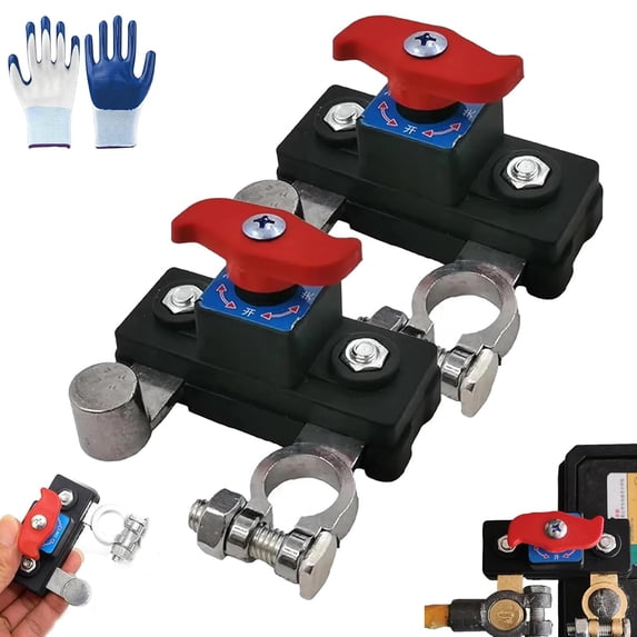 Universal Battery Disconnect & Leak Protector, 12/24v Car Battery Terminal Protector, Car Batterys Disconnect Switch, Anti-Leakage Switch Power Cutoff Car Parts, with Vehicles Boats