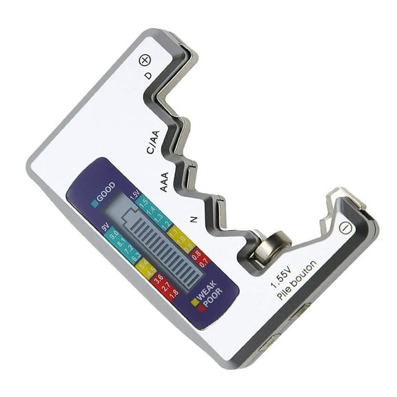 Universal Battery Tester with LCD Display, Multi Purpose Digital Battery Capacity Level Detector Voltage Checker Tool for D, C, AA, AAA, 9V Batteries,1.55V Button Cell
